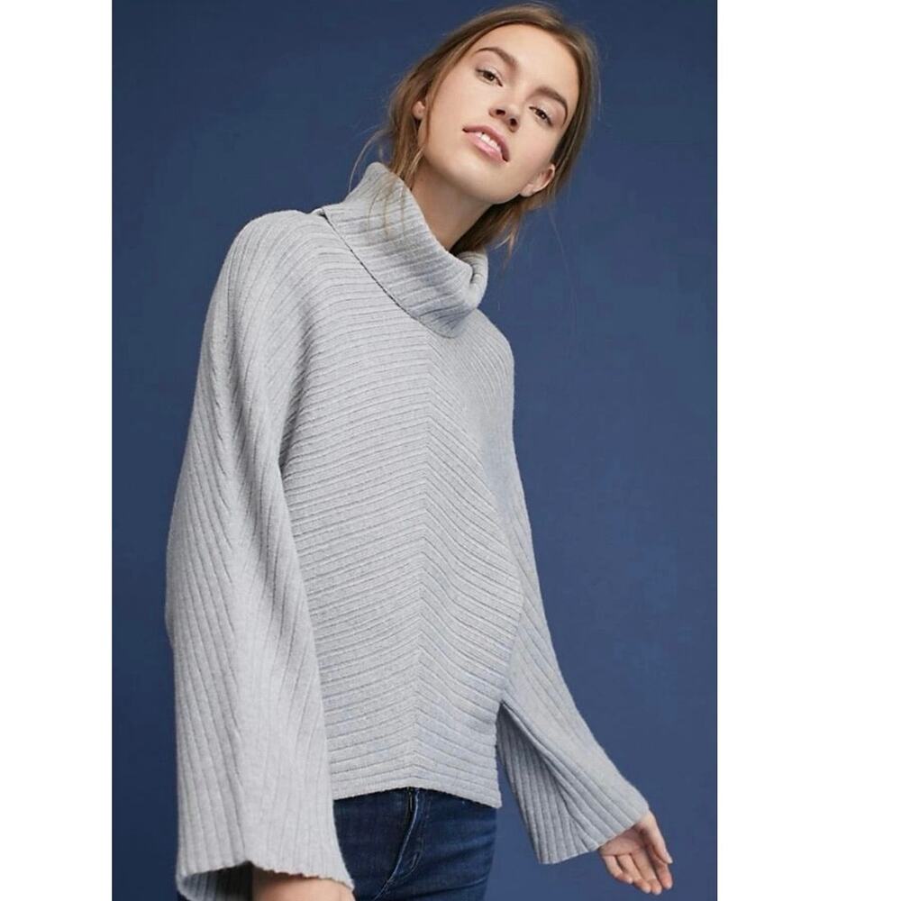 Anthropologie Moth Tisbury Turtleneck Sweater Women's Gray‎ Dolman Sleeve Medium